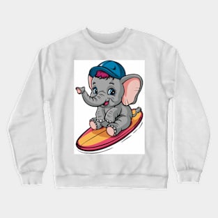 Baby Elephant Surfer Crewneck Sweatshirt